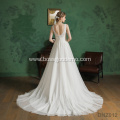 Elegant Mermaid Bridal Lace Illusion Ball Gown Long Sleeves Wedding Dress With Long Tail